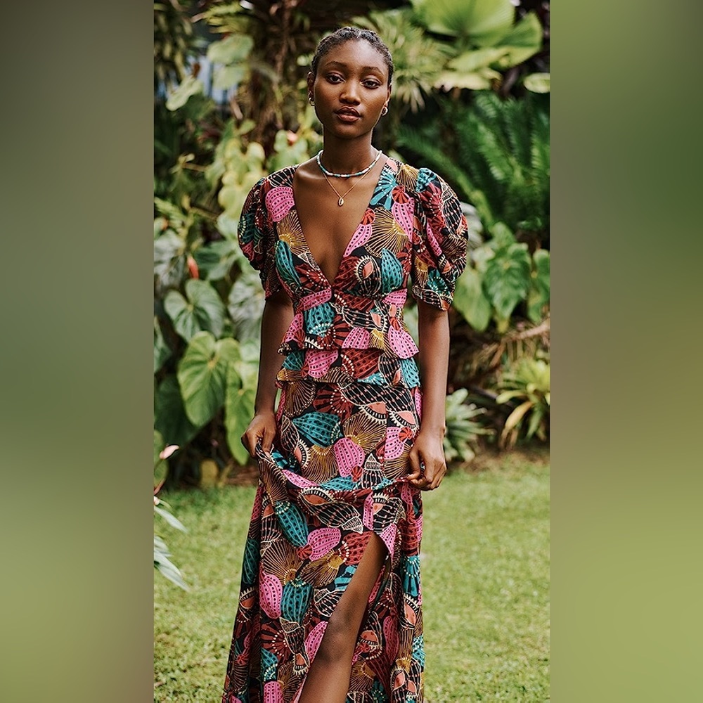 Farm Rio Shell Mix Midi Dress